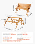 Picnic Table Bench Set Foldable Brown Wooden Outdoor Garden