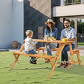 Picnic Table Bench Set Foldable Brown Wooden Outdoor Garden