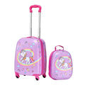 Kids Luggage Set, 2 Piece, 45.7 cm Hardside Rolling Wheels Suitcase with Hard-Shell Backpack, Unicorn Kids Carry on Luggage Set, Holiday Birthday Present for Girls & Boys, Airline Approved
