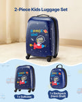 Kids Luggage Set 2 Piece 45.7cm Hardside Suitcase Backpack Dinosaur
