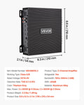 Car Audio Amplifier 2-Channel 600W Bridgeable Class AB Stereo