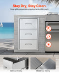 Cefito Raised Toilet Seat Stainless Steel 76x43cm Triple Drawer