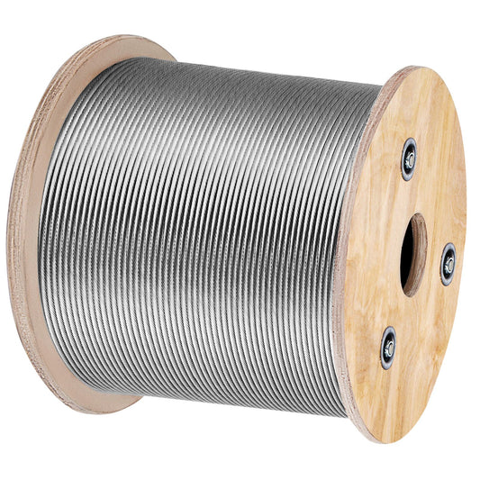 1/8 Stainless Steel Cable Railing 500ft, Wire Rope 316 Marine Grade, Braided Aircraft Cable 7x7 Strands Construction for Deck Rail Balusters Stair Handrail Porch Fence