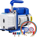 3CFM Refrigerant Vacuum Pump 1/4 HP 1440 RPM A/C Gauges