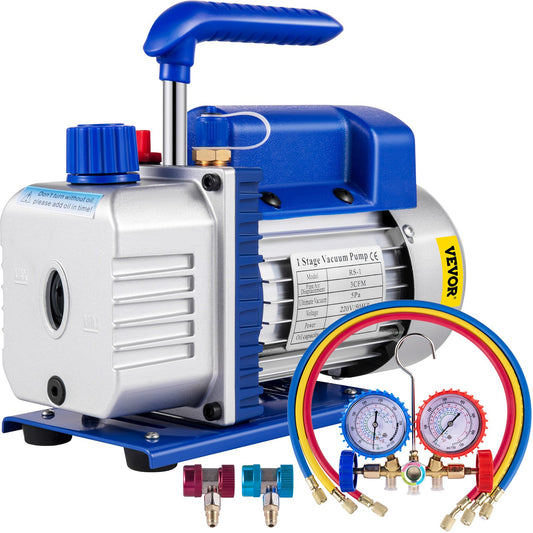 3CFM Refrigerant Vacuum Pump 1/4 HP 1440 RPM A/C Gauges