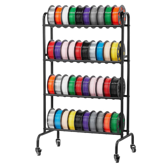 3D Printer Filament Storage Rack 4 Tier Rolling Shelf with Wheels