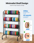 3D Printer Filament Storage Rack 4 Tier Rolling Shelf with Wheels