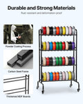 3D Printer Filament Storage Rack 4 Tier Rolling Shelf with Wheels