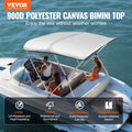 3 Bow Bimini Top Boat Cover 6'L 900D Polyester Light Grey