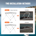 3 Bow Bimini Top Boat Cover 6'L 900D Polyester Light Grey