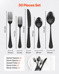 30 Piece Black Stainless Steel Flatware Set Cutlery For 6 Dishwasher