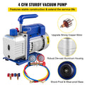 4CFM 1/4HP Rotary Vane Vacuum Pump R134A Manifold Gauge Hose