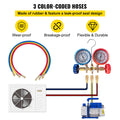 4CFM 1/4HP Rotary Vane Vacuum Pump R134A Manifold Gauge Hose