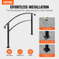 4-Step Handrail Matte Black Wrought Iron Stair Rail w/Installation Kit