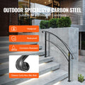 4-Step Handrail Matte Black Wrought Iron Stair Rail w/Installation Kit