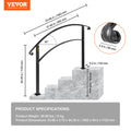 4-Step Handrail Matte Black Wrought Iron Stair Rail w/Installation Kit
