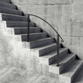 4-Step Handrail Matte Black Wrought Iron Stair Rail w/Installation Kit