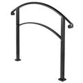4-Step Handrail Matte Black Wrought Iron Stair Rail w/Installation Kit