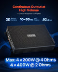 4-Channel Car Amplifier 200W Class AB Bridgeable Stereo Amp