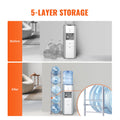 5 Tiers Water Jug Holder, 5 Gallon Water Bottle Holder, Single Row Water Bottle Rack for 5 Bottles, Heavy Duty Water Jug Rack for Kitchen, Office, Living Room, Silver