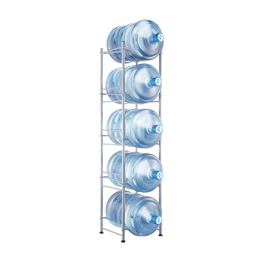 5 Tier Water Bottle Holder Rack 5 Gallon Jug Silver