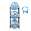 3 Tiers Water Jug Holder, 5 Gallon Water Bottle Holder, Single Row Water Bottle Rack for 3 Bottles, Heavy Duty Water Jug Rack for Kitchen, Office, Living Room, Black