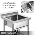 Stainless Steel Sink 1 Compartment 44.4x41.9cm Kitchen Farmhouse