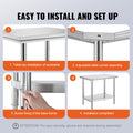 Stainless Steel Kitchen Bench 910x610mm Commercial Food Prep Table