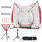 7x7 ft Baseball Softball Practice Net, Portable Baseball Training Net for Hitting Catching Pitching, Backstop Equipment with Bow Frame, Carry Bag, Strike Zone, 12 Balls, Tee, and Ball Collector