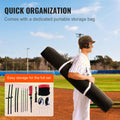7x7 ft Baseball Softball Practice Net, Portable Baseball Training Net for Hitting Catching Pitching, Backstop Equipment with Bow Frame, Carry Bag, Strike Zone, 12 Balls, Tee, and Ball Collector