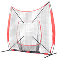 7x7 ft Baseball Softball Practice Net, Portable Baseball Training Net for Hitting Catching Pitching, Backstop Equipment with Bow Frame, Carry Bag, Strike Zone, 12 Balls, Tee, and Ball Collector