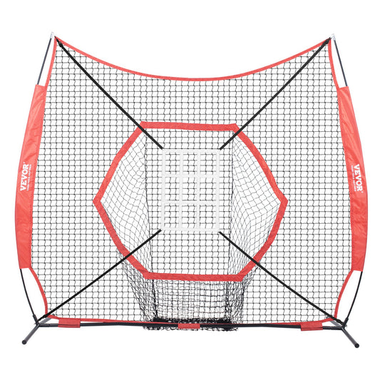 7x7 ft Baseball Softball Practice Net, Portable Baseball Training Net for Hitting Batting Catching Pitching, Backstop Baseball Equipment Training Aids with Bow Frame, Carry Bag, and Strike Zone