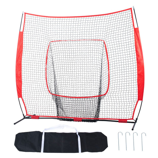 7x7 Baseball Softball Practice Net, Portable Baseball Training Net for Hitting Batting Catching Pitching, Backstop Baseball Equipment Training Aids with Carry Bag and Strike Zone
