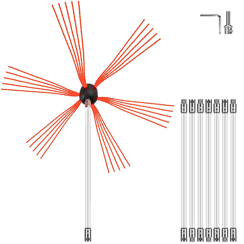 Chimney Brush 8 Rod Kit 315 Inch Rotary Nylon Flexible Rods