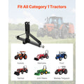 3 Point Trailer Hitch with 2 in Receiver, 3pt Quick Hitch Attachment for Category 1 Tractor, 3000lbs Capacity, Tow Drawbar Adapter, Compatible with Kubota, Mahindra, Ford, Yanmar, John Deere