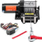 Electric Winch, 1361 kg Line Pull Capacity, 12V DC ATV/UTV Winch with Φ0.5 x 1188.7 cm 7 Strands Steel Cable Roller Fairlead Wired Remote Control, IP55 Waterproof for Towing UTV ATV Off-Road
