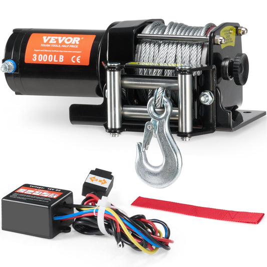 12V Electric Winch 1361kg ATV UTV 7 Strand Steel Cable IP55