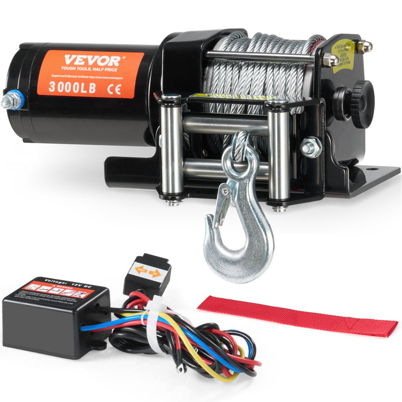 12V Electric Winch 1361kg ATV UTV 7 Strand Steel Cable IP55
