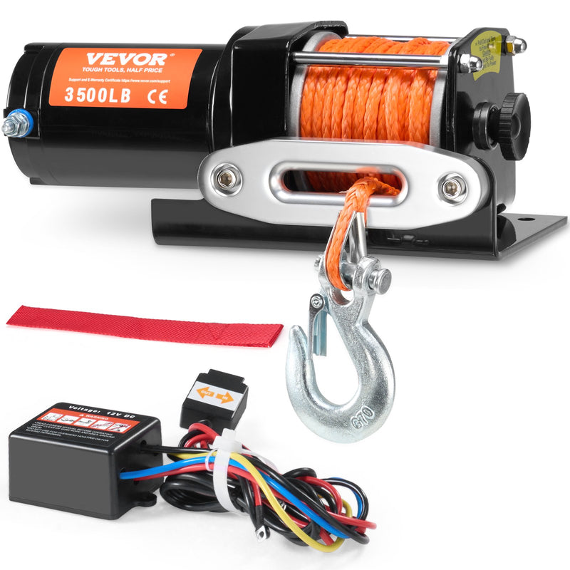 VEVOR 12V Electric Winch 1588kg ATV Boat Winch Synthetic Rope Remote
