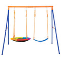 Swing Set 440lbs Capacity A-Frame Metal with Saucer & Belt Seats