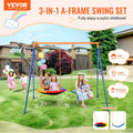 Swing Set 440lbs Capacity A-Frame Metal with Saucer & Belt Seats
