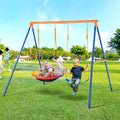 Swing Set 440lbs Capacity A-Frame Metal with Saucer & Belt Seats