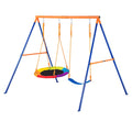 Swing Set 440lbs Capacity A-Frame Metal with Saucer & Belt Seats
