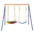 Swing Set 440lbs Capacity A-Frame Metal with Saucer & Belt Seats