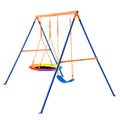 Swing Set 440lbs Capacity A-Frame Metal with Saucer & Belt Seats