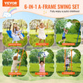 6 in 1 Metal Swing Set 440lbs Capacity Backyard Swingset