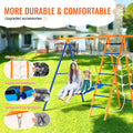 6 in 1 Metal Swing Set 440lbs Capacity Backyard Swingset