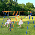 6 in 1 Metal Swing Set 440lbs Capacity Backyard Swingset