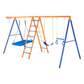 6 in 1 Metal Swing Set 440lbs Capacity Backyard Swingset