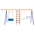 6 in 1 Metal Swing Set 440lbs Capacity Backyard Swingset